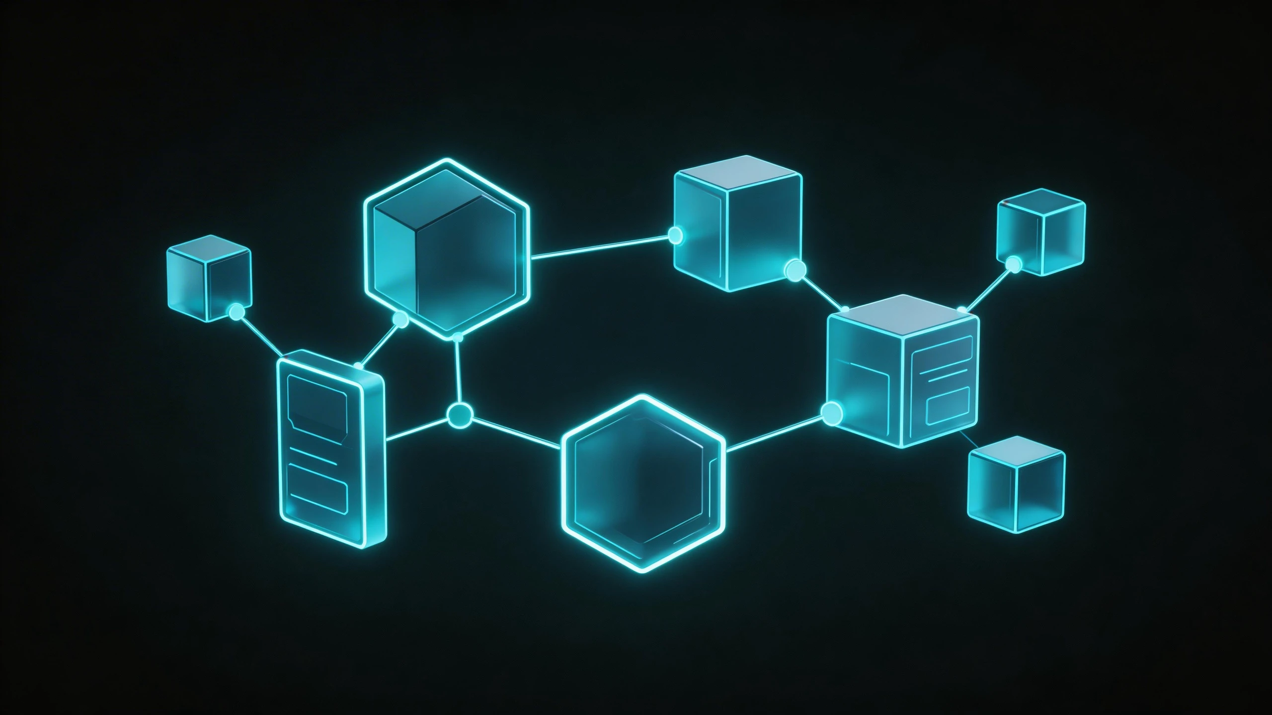 深色背景的六角形分子結構與連線光點，象徵E-E-A-T權威信號的互聯網路