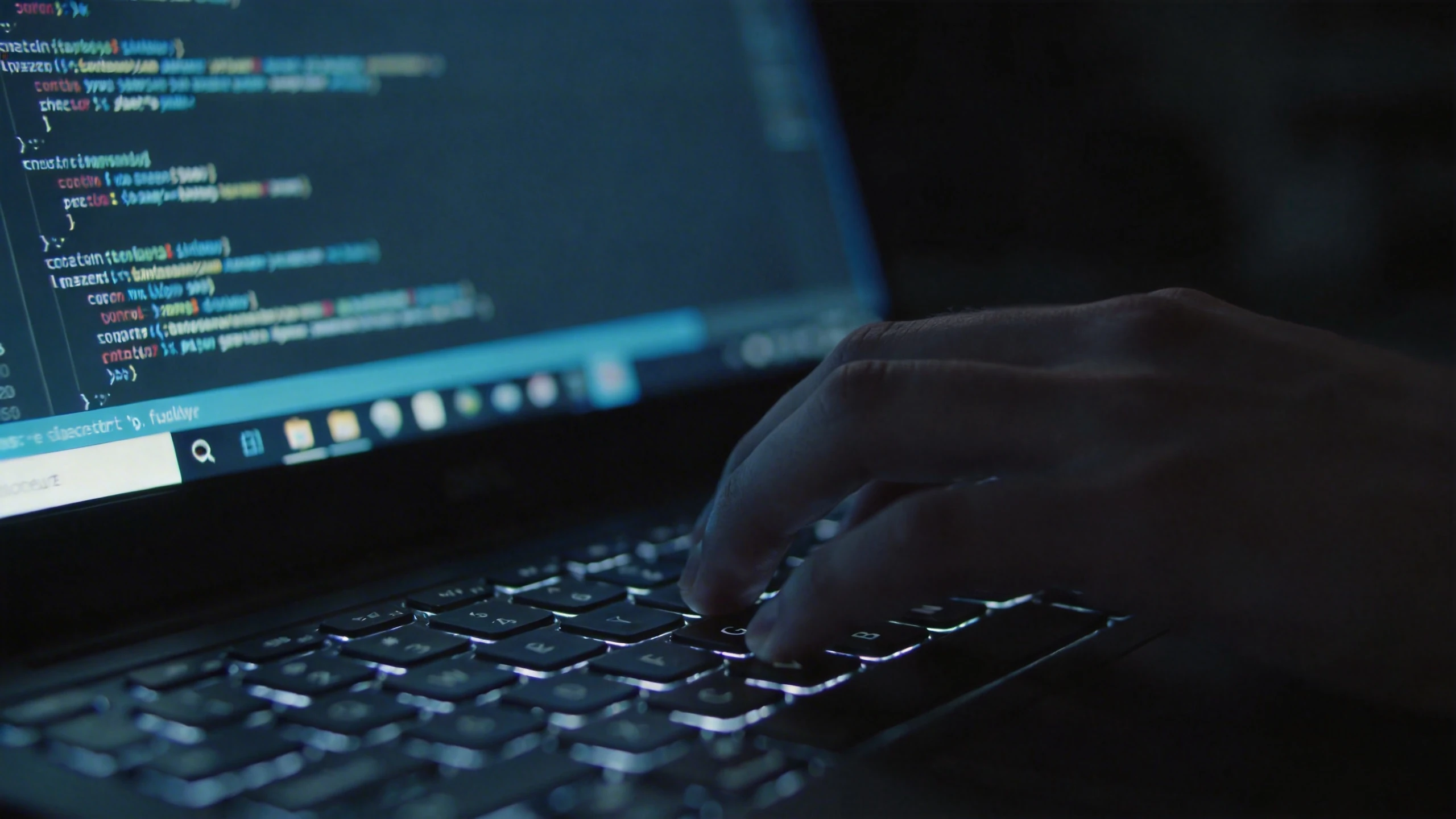 工程師在鍵盤上開發程式碼的工作情境