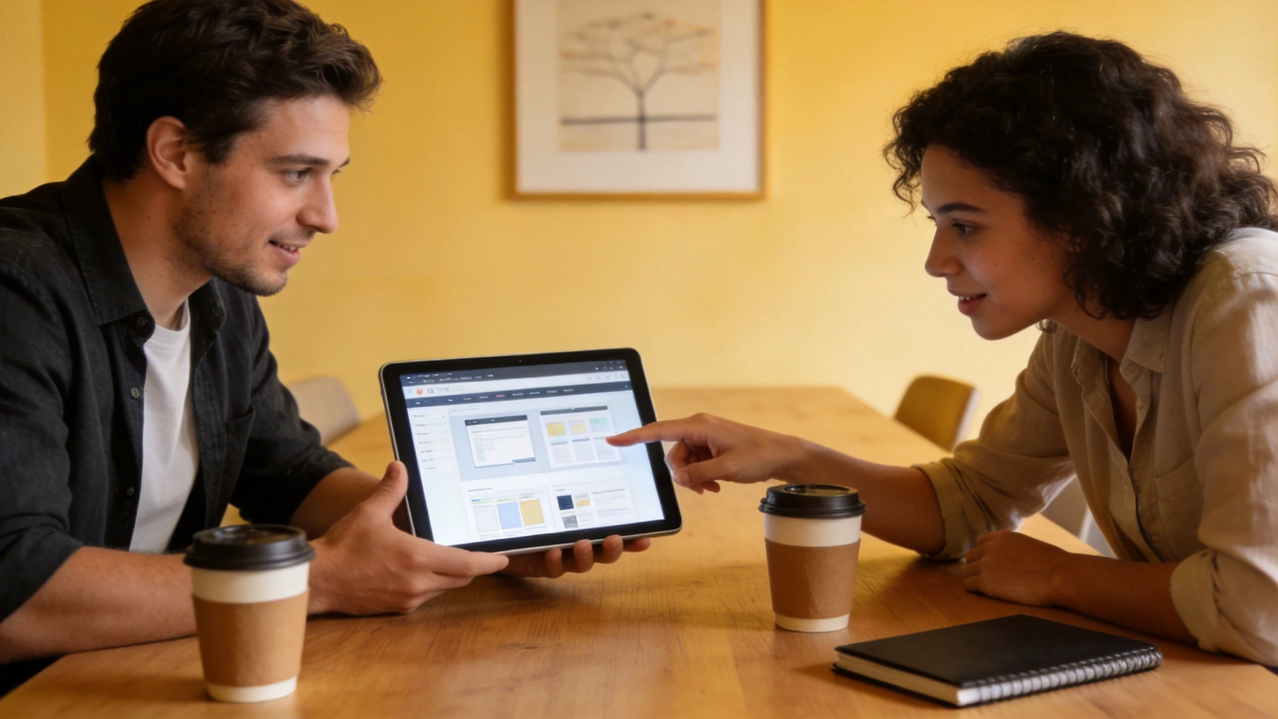 設計師面對筆電討論網站設計方向